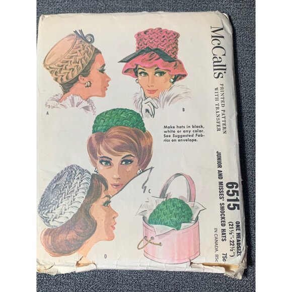 McCalls 6515 Misses Smocked Hats Pattern 21.5"-22.5" - Picture 4 of 4
